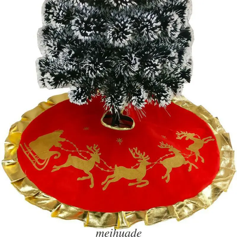 Traditional 35&quot 90/100cm Red Christmas Tree Skirt Base Floor Mat Apron Cover Xmas Decorations Santa Snowman Party Home Decor | Дом и сад