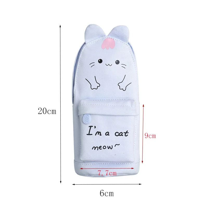 

Kawaii Cat Pencil Case High Capacity School Supplies Cartoon Dinosaur Canvas Pencil Pouch Makeup Bag Office Stationery