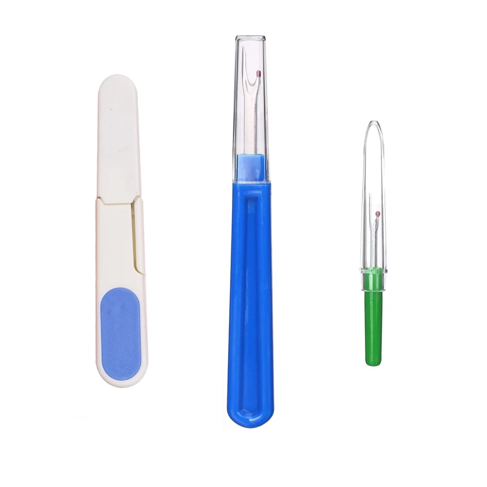 

1pc Plastic Handle Safety Cover Sewing Scissors with 2pcs Seam Ripper Thread Cutter for Needlework Sewing Accessories