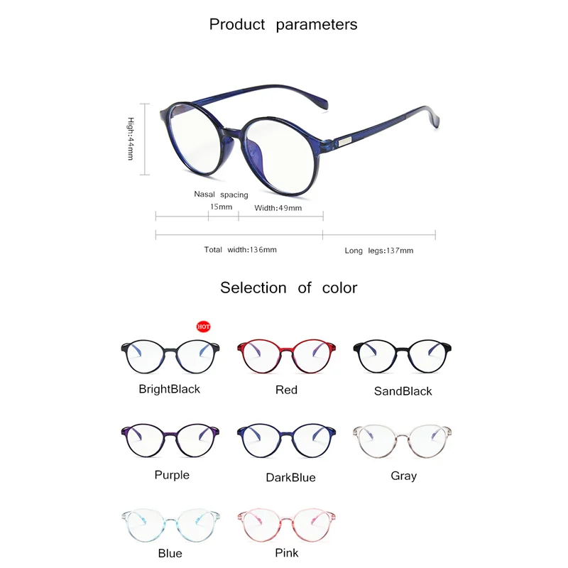 

Vintage Round Eyeglasses Women Brand Designer Glasses Frame Classic Blue Light Computer Plastic Clear Lens Eyewear Transparent