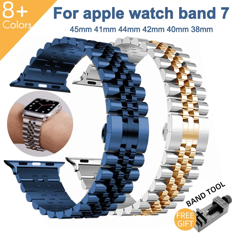 45mm 41mm Stainless Steel Watch Band for Apple Watch 7 SE Strap 42mm 40mm Watchband 38mm 44mm for IWatch Series 6 5 4 3 Bracelet