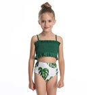 Летние Детские бикини для девочек, детские милые комплекты из двух предметов, пляжная одежда, купальники