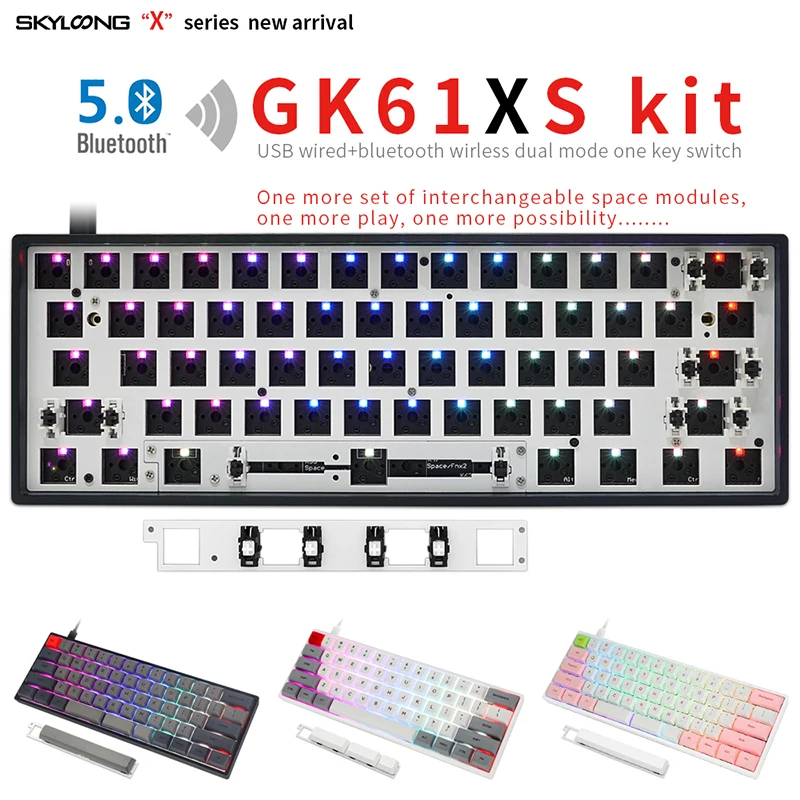 Клавиатура Keypro GK61X GK61XS pcb RGB 60% 61 клавиша проводная клавиатура с Bluetooth Сменный