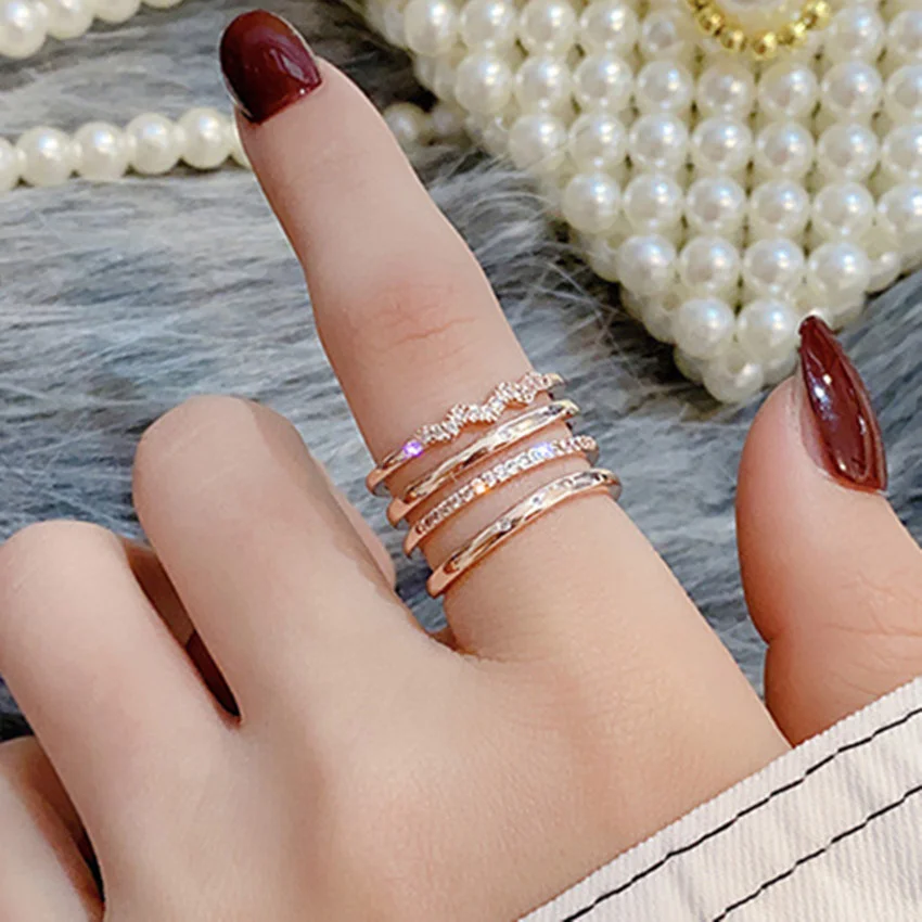 

Женское кольцо на указательный палец, многослойное регулируемое Открытое кольцо