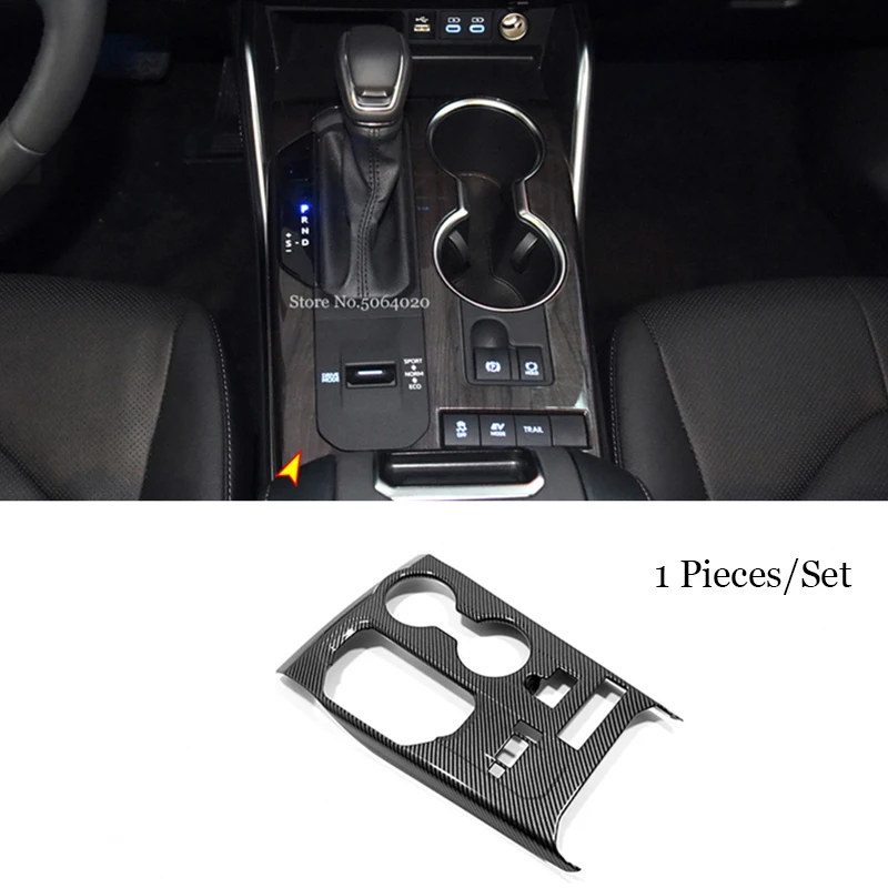 

For Toyota Highlander 2020 2021 2022 ABS Carbon fiber Car gear shift knob frame panel Decoration Cover Trim LHD Styling 1PCS