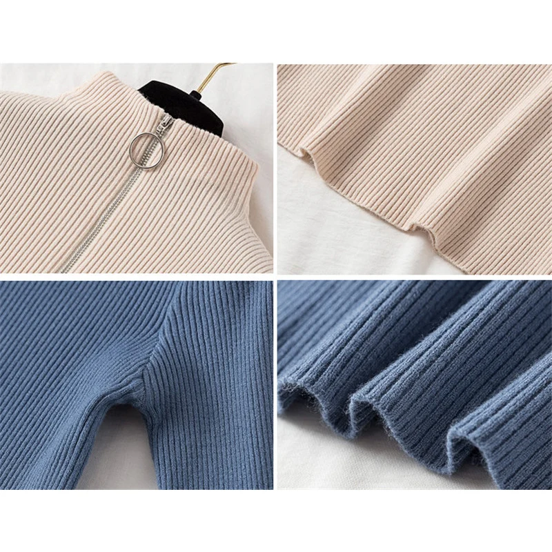 New Casual Zipper Sweater Women Turtleneck Solid Spring Autumn Female Knitted Pullovers long Sleeve Soft Jumper Top 1473 | Женская