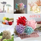 60 шт. букет кроликов, хвостов, травы, цветочный букет, натуральный лагурус оватус, сушеные маленькие пампасы, трава, фотография, сделай сам, декор для свадебной вечеринки