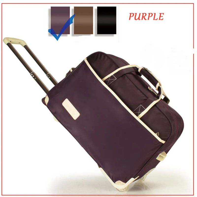 purple Новая мужская и женская тележка чемодан для багажа на колесиках брендовый Повседневный утолщенный Складной Футляр Дорожная сумка на чемодан на колесах чемодан - Цвет: purple