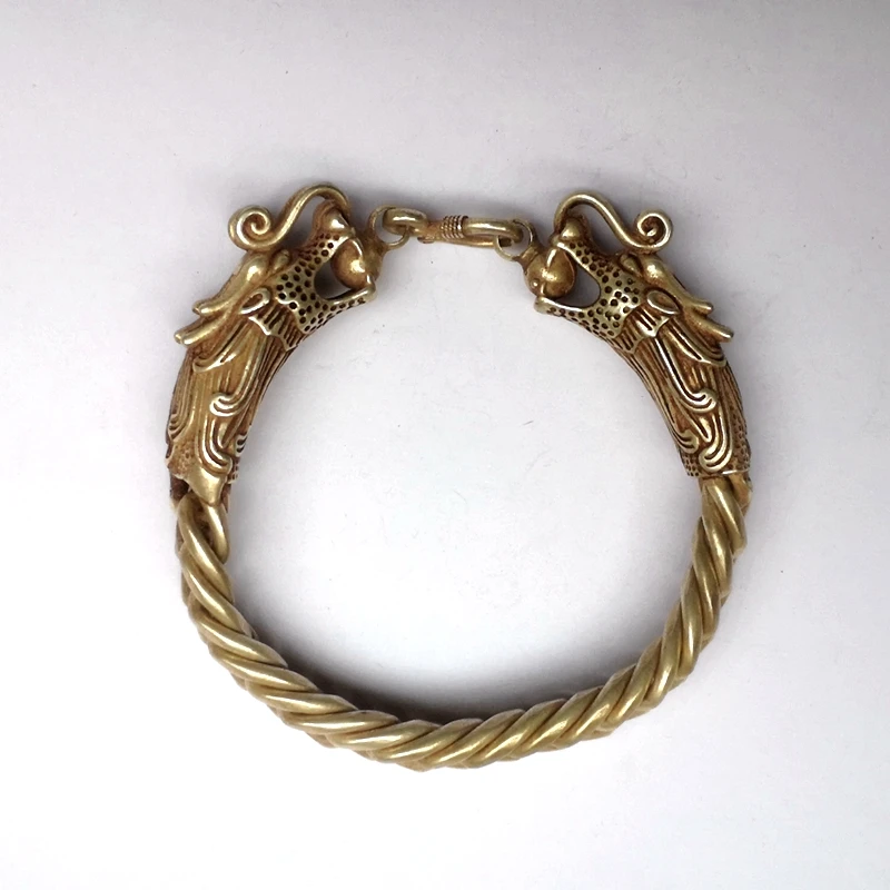 YIZHU культиватор художественная коллекция Китай Ручная работа Старый тибетский серебряный благоприятный дракон браслет