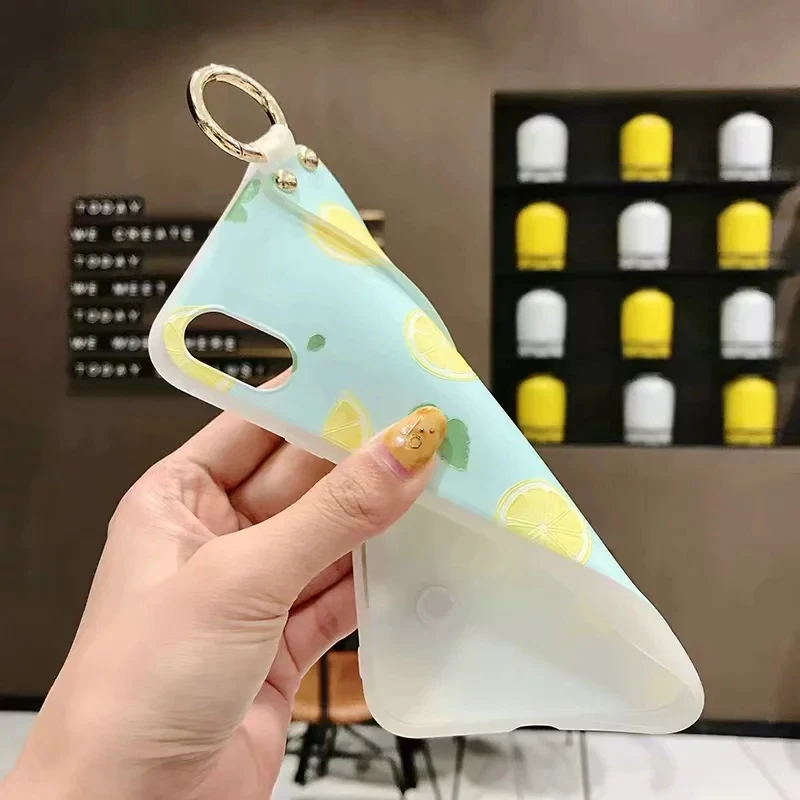 Ремешок на запястье Чехол для iPhone 7 8 X XS Max XR фруктовый лимонный мягкий TPU чехол