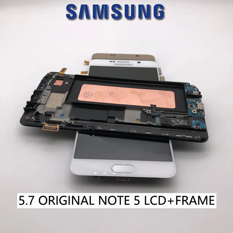 Оригинальный SUPER AMOLED ЖК дисплей с рамкой в сборе 100% дюйма для SAMSUNG Note 5 Note5 N9200 SM N920