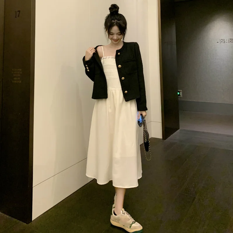 Черное маленькое ароматизированное пальто женская одежда на весну и осень