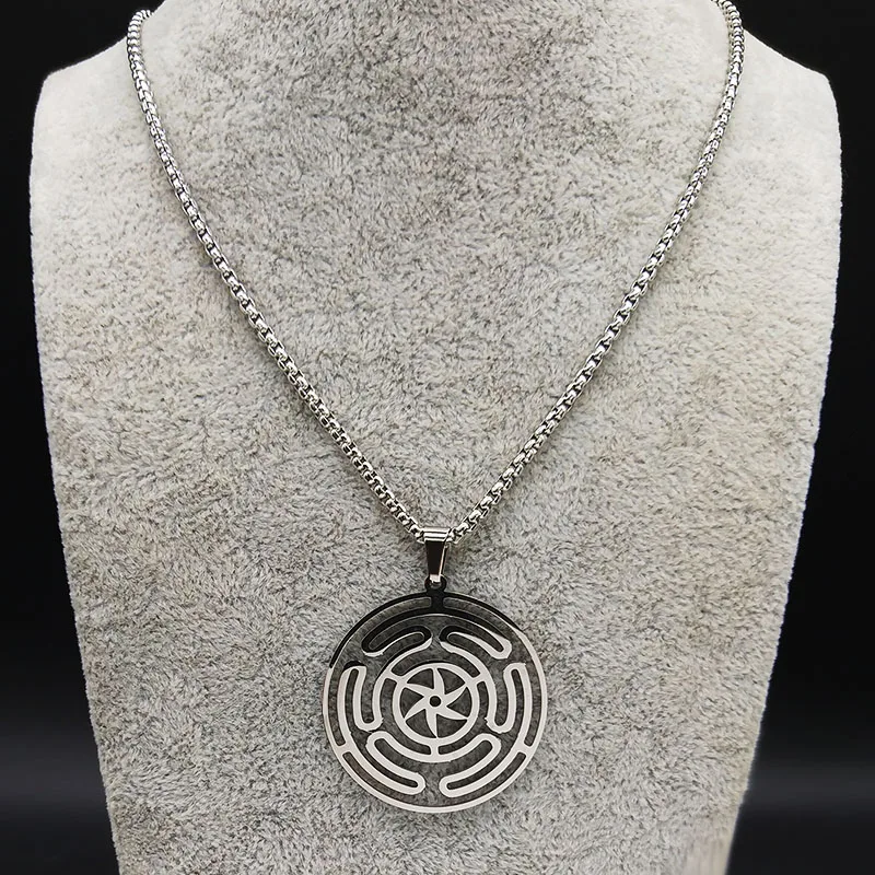 Hekate колесо из нержавеющей стали Ожерелье Подвеска Strophalos Hecate магический Символ Логотип Шарм PIN colier femme ювелирные изделия N19528