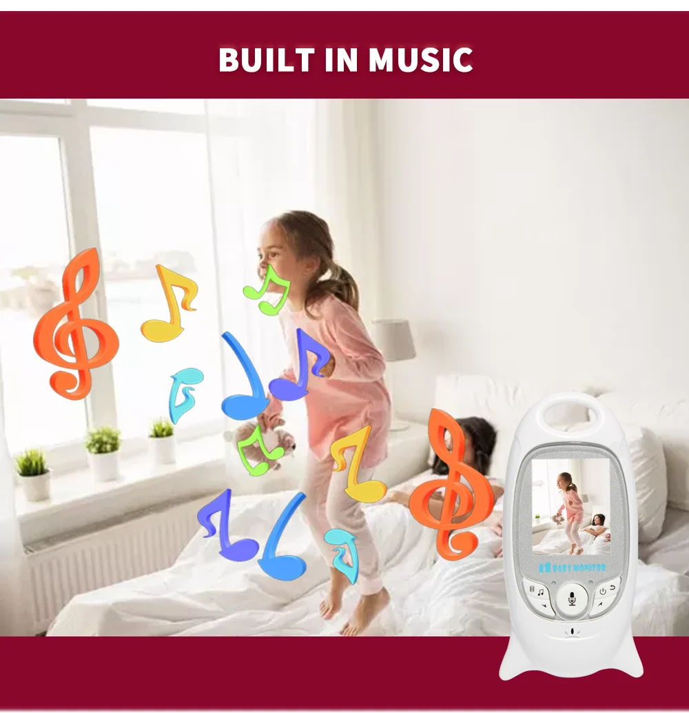 

VB601 Video Baby Monitor Wireless 2.0'' LCD Babysitter 2 Way Talk Night Vision Temperature Security Nanny Camera 8 Lullabies