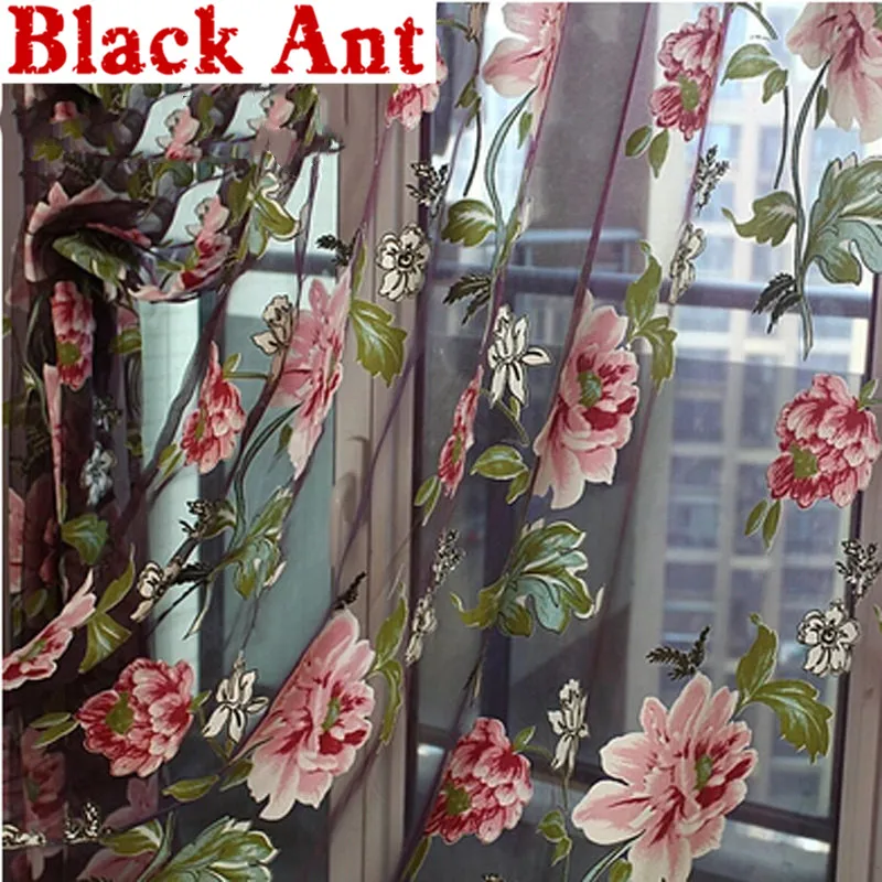 

Floral Curtain Burnout Voile Curtain Window Modern Living Room Bedroom Tulle Curtain Kitchen Sheer Fabric Cortinas X-wp223 #30