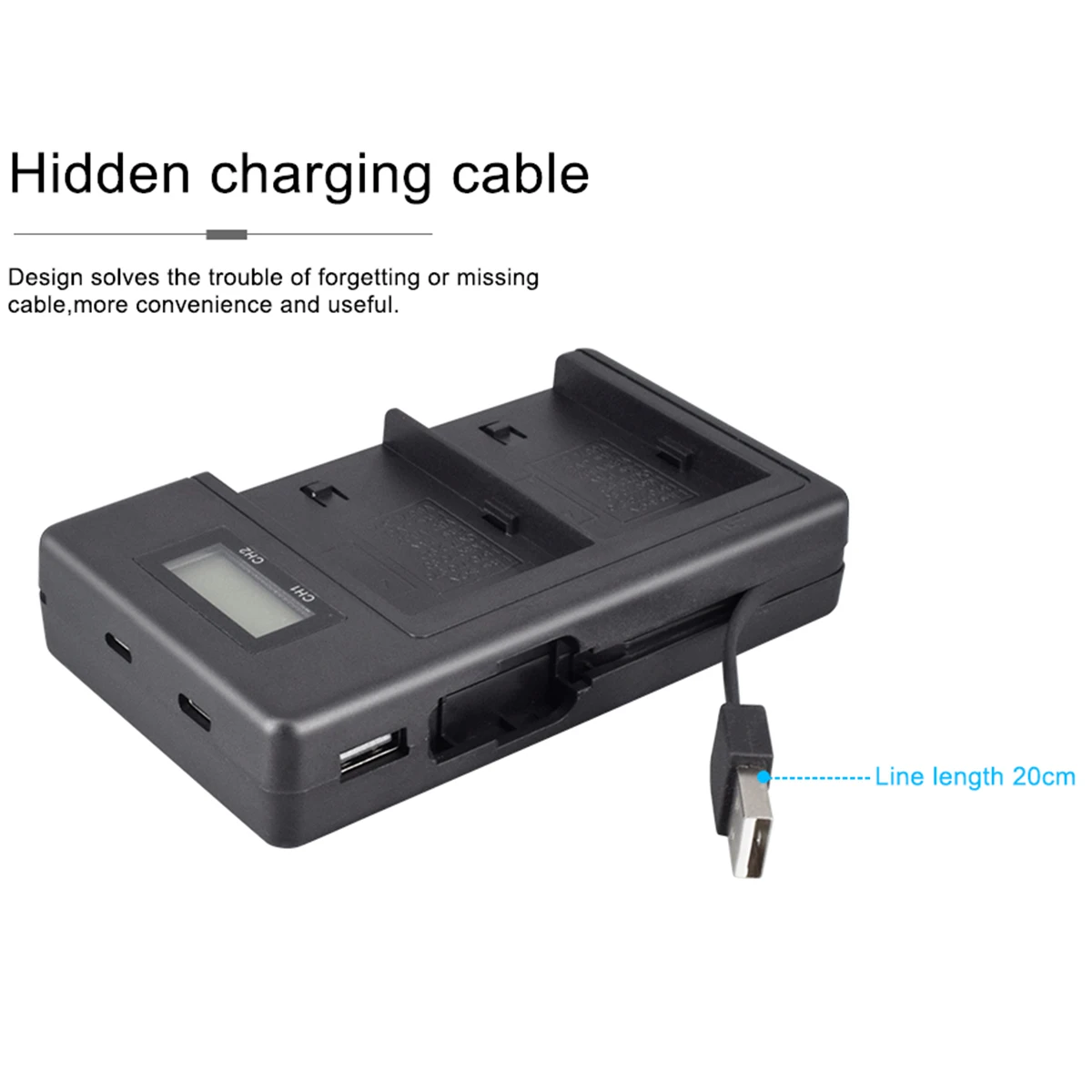 ЖК-дисплей USB вход Двухканальное зарядное устройство для камеры для NP-F970 батареи камеры
