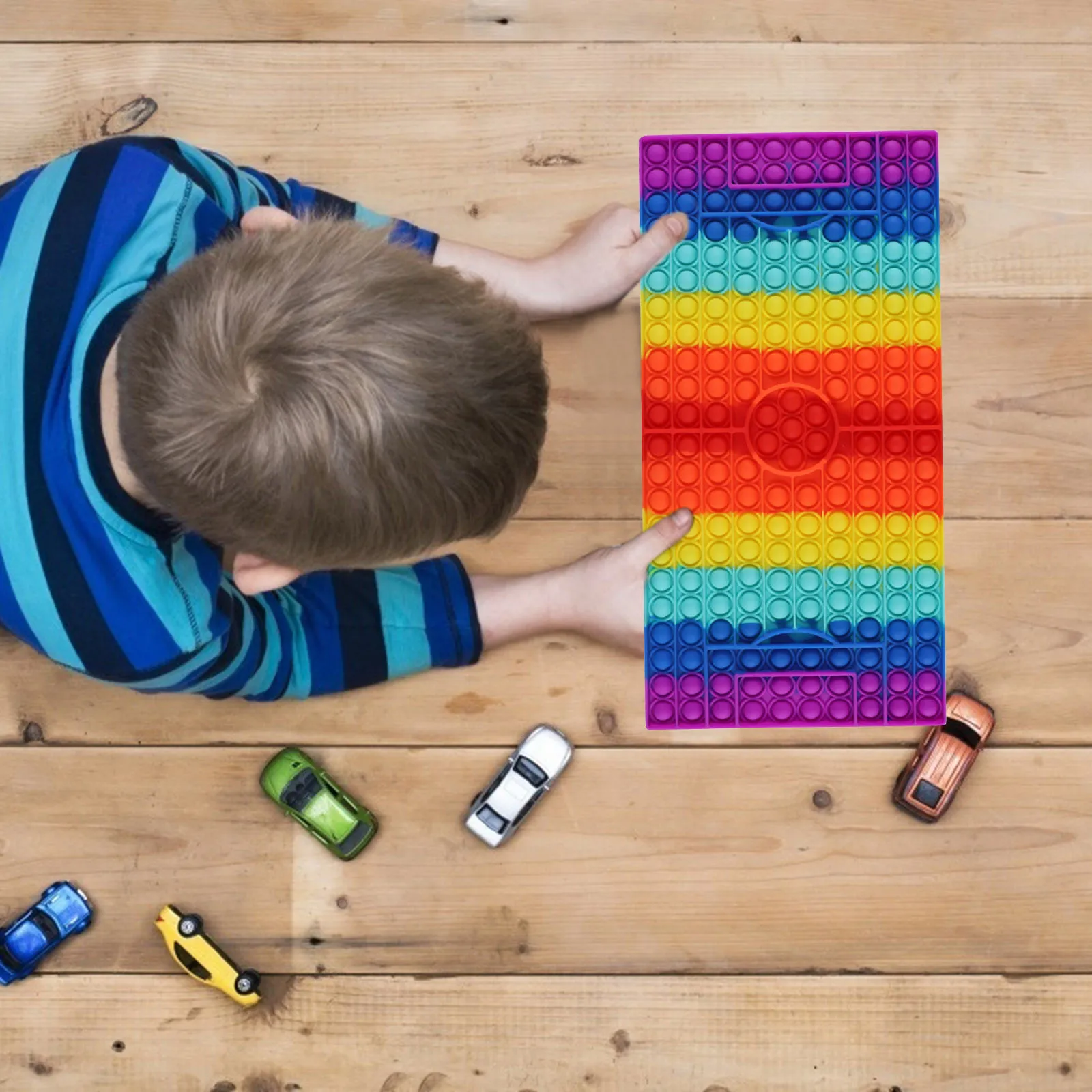 Tablero de ajedrez de arco iris de campo de f&uacute;tbol, juguete sensorial con burbujas de empuje, alivio del estr&eacute;s, sencillo, hoyuelos, juguetes interactivos-5