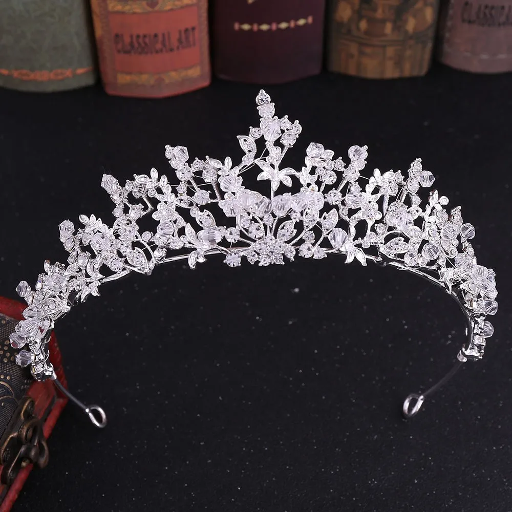 Silver Барокко Роскошный Кристалл диадема невесты для свадьбы горный хрусталь корона свадебные диадемы ювелирные изделия на волосы диадема повязки Свадебные украшения для головы - Окраска металла: Silver