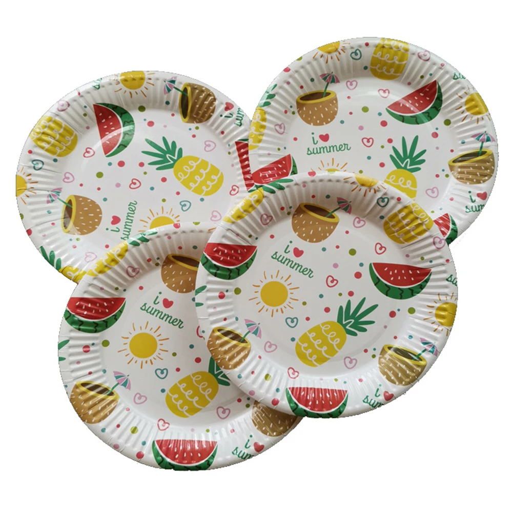 10pcs Photograph Cafe Wedding Fruit Birthday Party Props Decoration Disposable Cake Tray Paper Plate Pineapple Printed Dessert | Дом и сад