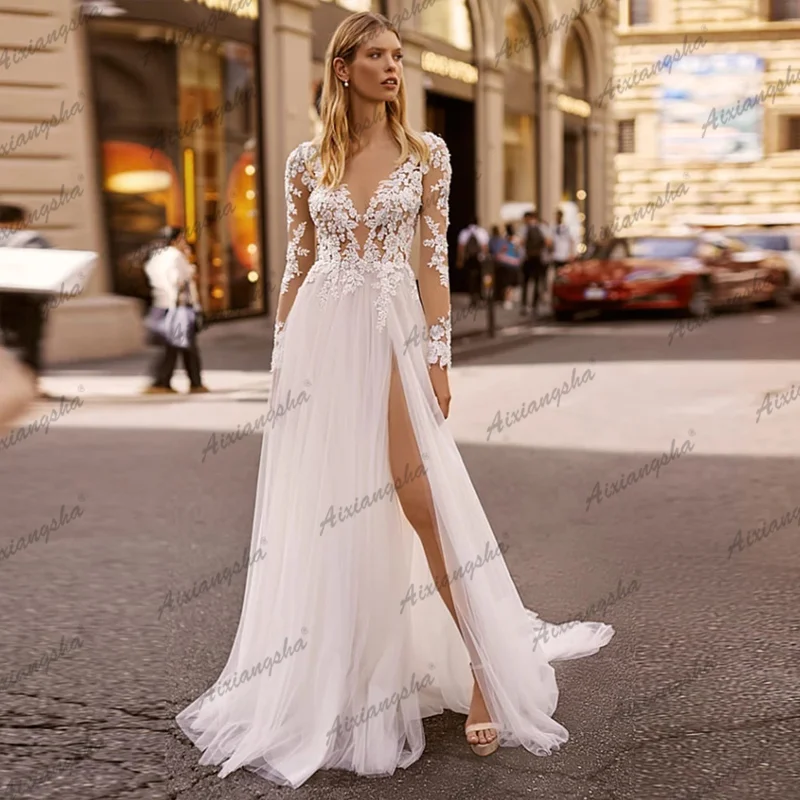 Сказочное свадебное платье 2020 сексуальные аппликации с низким вырезом на спине