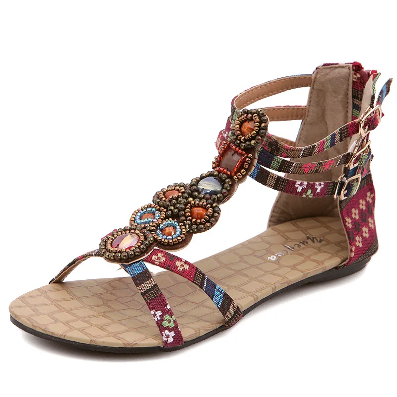 

"Women 's simple flat bead band sandals joker comfortable fashion female sandals sexy and elegant peep-toe shoes size # & 39-41
