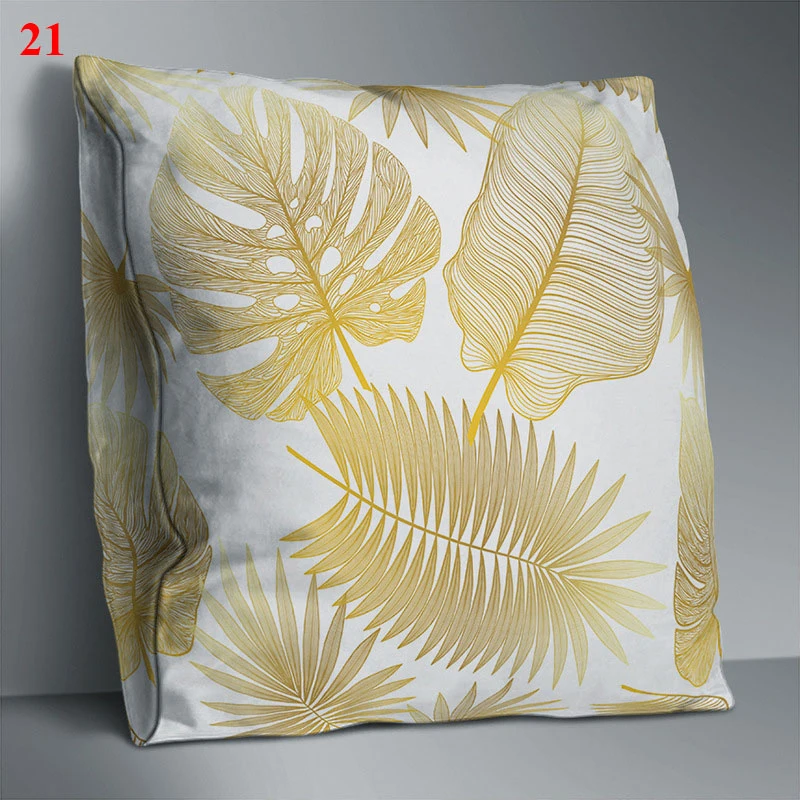 Изысканный чехол для подушки с золотыми листьями наволочки двусторонним принтом