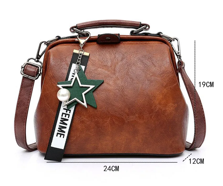 Women Handbag Leather Shoulder Bag Female Doctor Crossbody Hand Totes Star Pendant Tassel Rivets Casual Famous Brand Women Bags