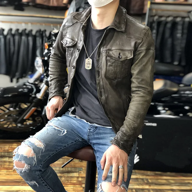 

CDCS1 Red Tornado Read Description! Asian Size Men's Good Quality Stylish Genuine Sheep Leather Jacket