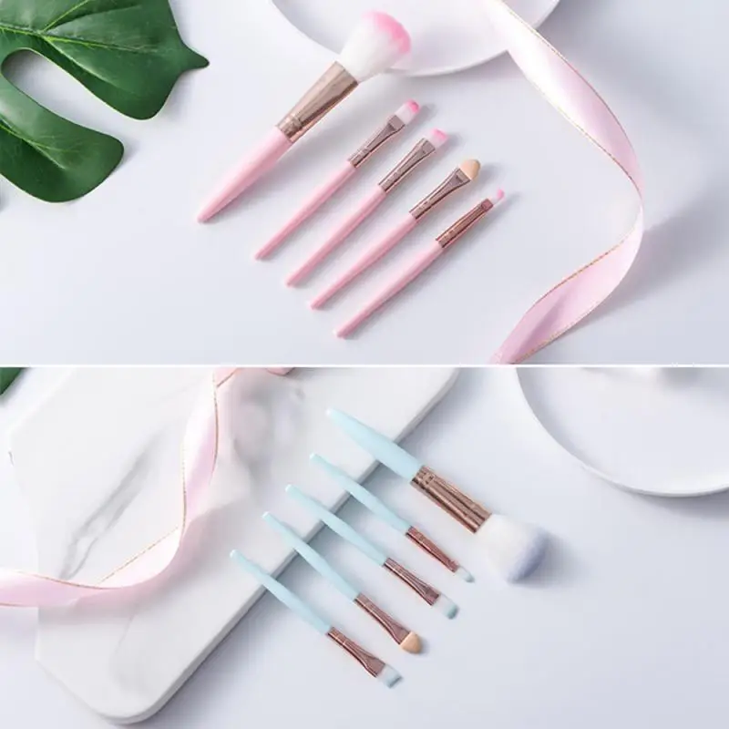

5 Pcs Facial Makeup Brush Blush Brush Eye Shadow Brush Lip Brush Suitable For Beginners Makeup Cosmetics Tools Dropship
