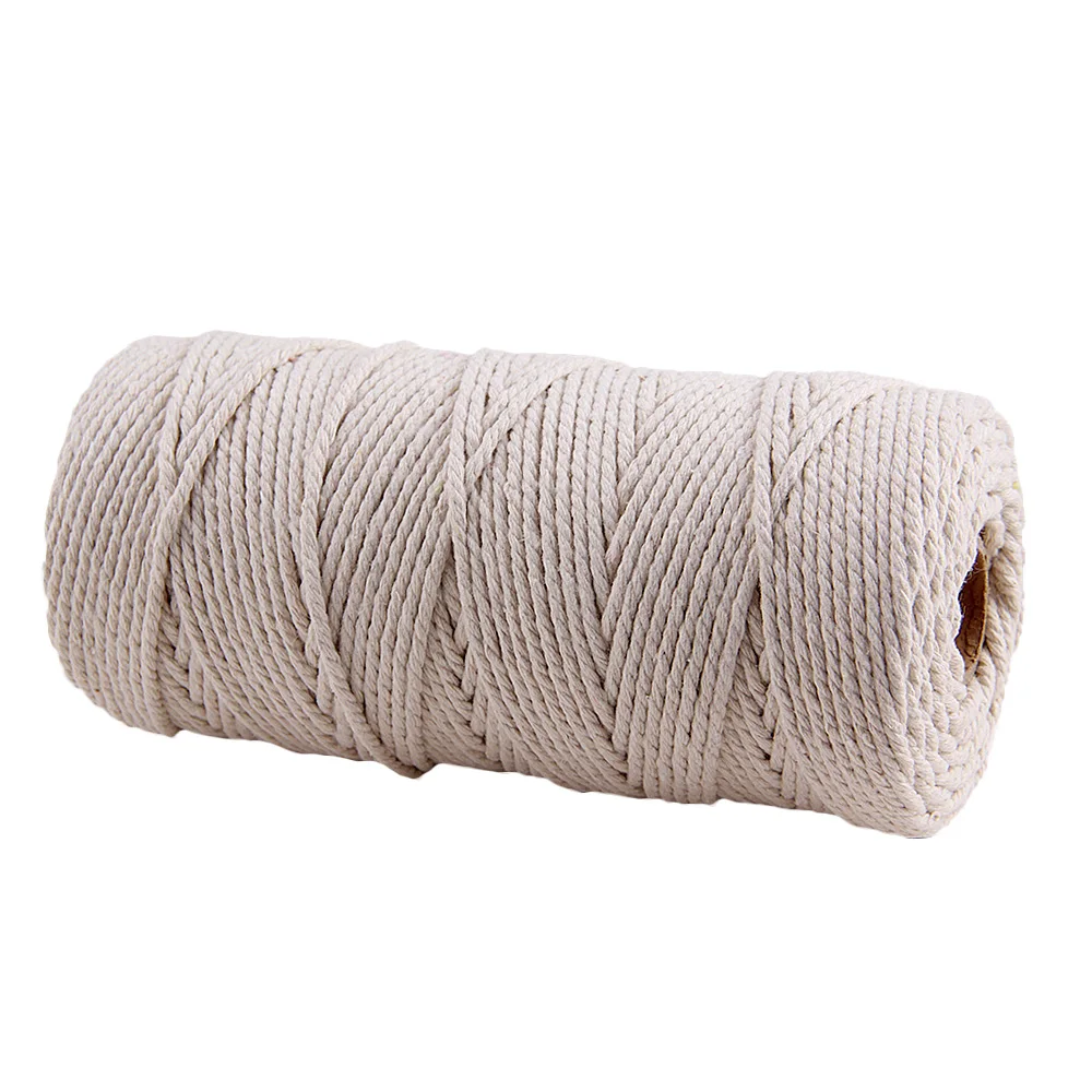 Прочный хлопковый шнур 120 м бежевого цвета натуральная бежевая витая нить