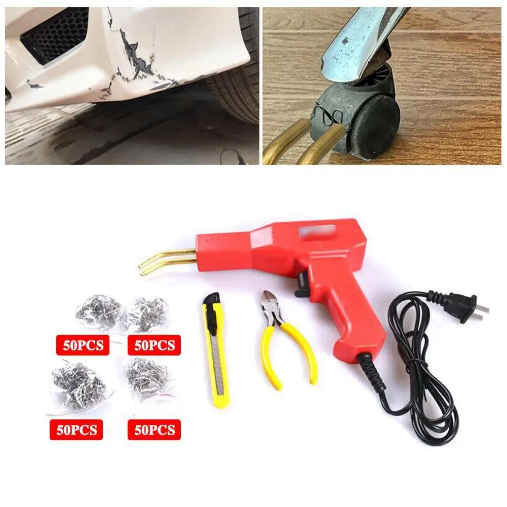 

220V 50W Fairing Welder Gun Bumper Cutting Plastic Stapler Welding Kit For Car Motorcycle Repair Hot Tools Fairing Bumper a B4B6