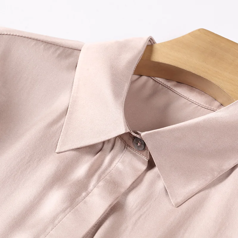 100% Высокое качество шелковые блузки женская рубашка элегантный простой дизайн с