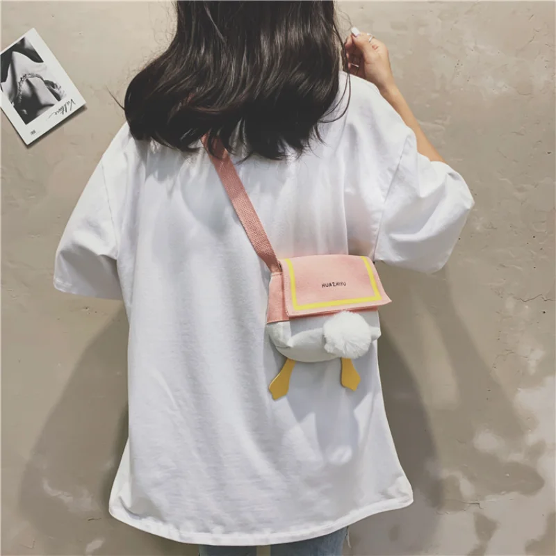 

Cute Duck Women's Handbag Small Square Female One Shoulder Bag Girl Student Messenger Bag Purse Phone Bag