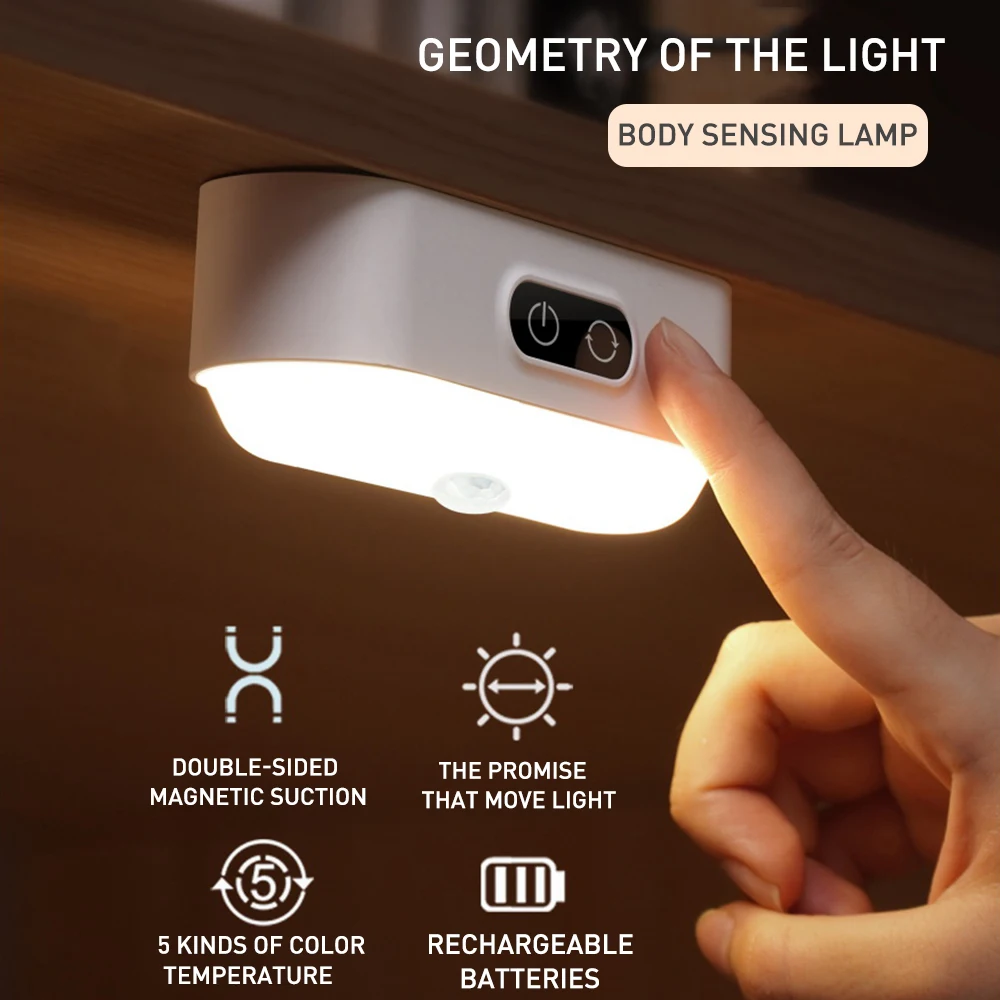 ZK20 Sensor Light Wireless LED Night Light USB Rechargeable Night Lamp For Kitchen Cabinet Wardrobe Lamp Staircase Backlight