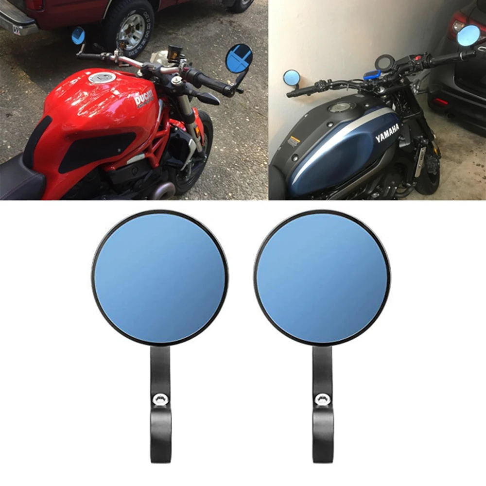 Мотоциклетное зеркало заднего вида черное 7/8 дюйма круглое CNC Cafe racer запчасти для
