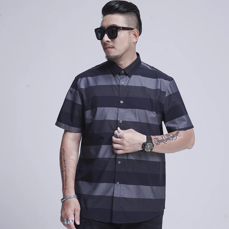 Брендовая мужская рубашка летняя Новинка 2020 Свободная Повседневная в полоску с