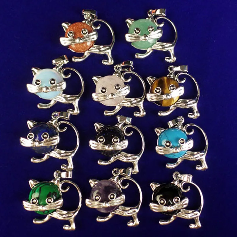 Интересные Смешанные Камни Китти кот кулон бусы рейки исцеляющий амулет выбрать