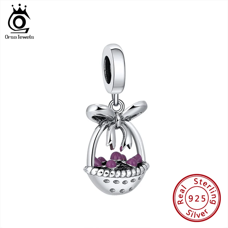 ORSA JEWELS подлинное серебро 925 пробы Шарм DIY Ювелирные изделия окисленное фиолетовая