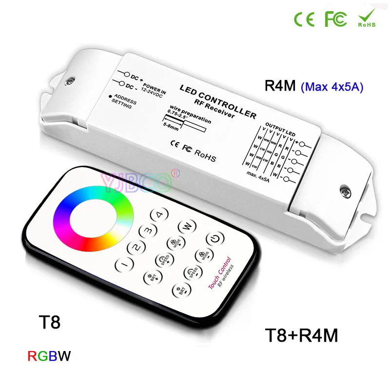 T6 + R4M/T7 R4M/T8 R4M многозонное Затемнение/CCT/RGBW Max 5x4A Радиочастотный пульт