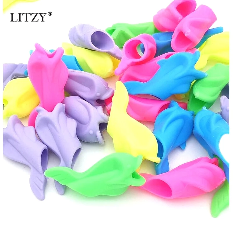 10Pcs/Set Children Students Pencil Holding Practise Dolphin Fish Writing Posture Correction Device Silicone Hold A Pen Corrector |
