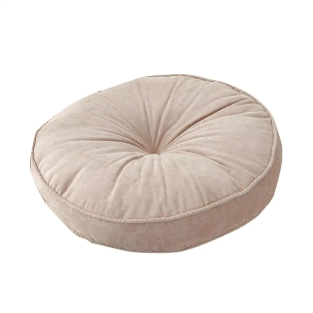 02 Beige EHOMEBUY круглая Подушечка для стула, простая Подушка для домашнего стула, подушка для сидения, мягкий напольный коврик, сплошной цвет, футон, коврик, офисные подушки, 2 размера - Цвет: 02 Beige