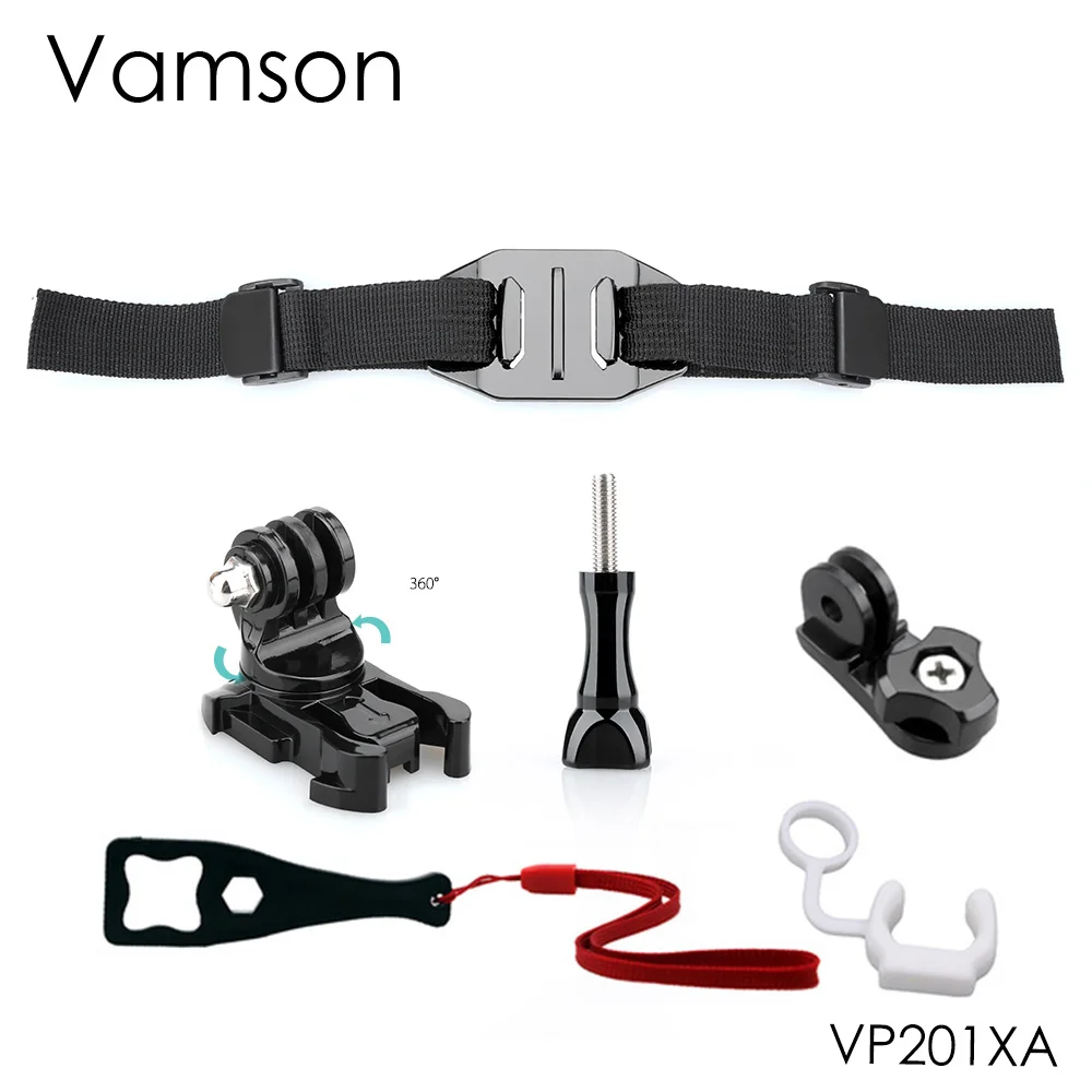 VP201X-A Vamson для спортивной экшн-камеры Go Pro Hero 7/6/5/8 регулируемый ремешок для шлема с креплением для головы держатель адаптер для спортивной экшн-камеры Xiaomi Yi 4K OSMO экшн VP201X - Цвет: VP201X-A