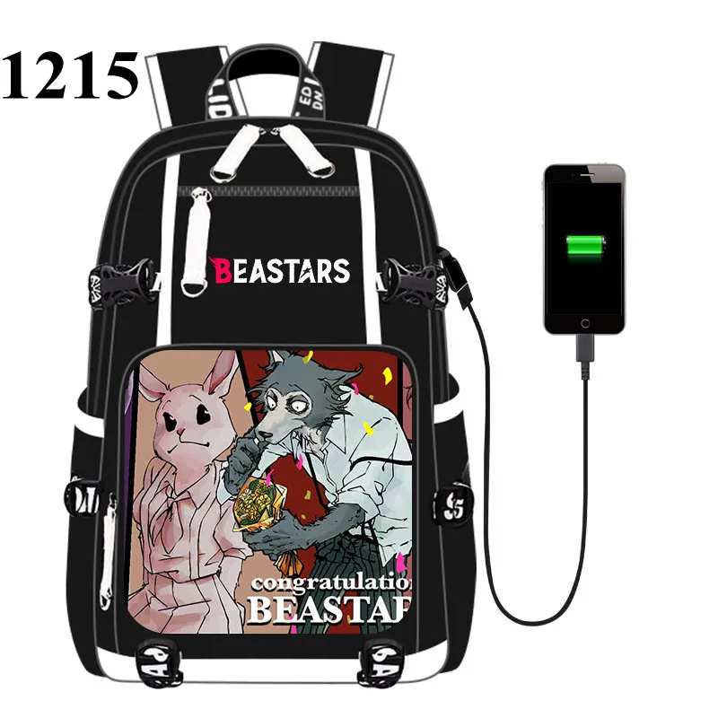 

Anime Congratul BEASTARS USB Port Backpack Bag School Book Students Outdoor Shoulder Book Bag Rucksack Cosplay