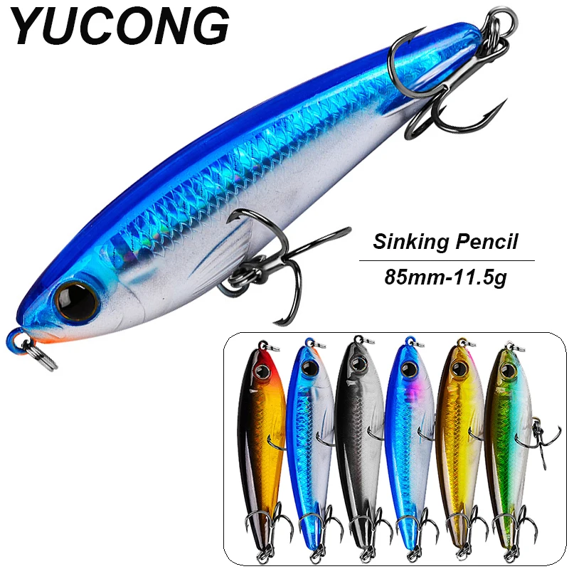 

YUCONG 6PCS Fishing Lures Pencil 8.5cm-11.5g Sinking Stickbait Wobblers Artificial Hard Baits for Bass Tuna Noisy Fishing Isca