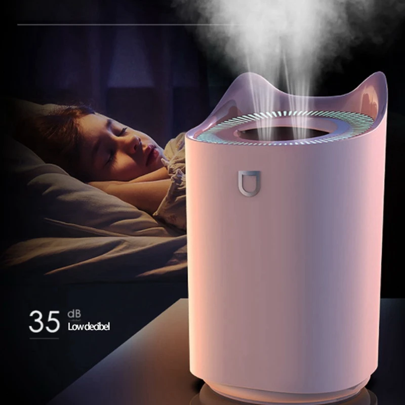 

3L Large Capacity USB Dual Nozzle Air Humidifier Fog Ultrasonic Home Silent Office Humidifier Night Light