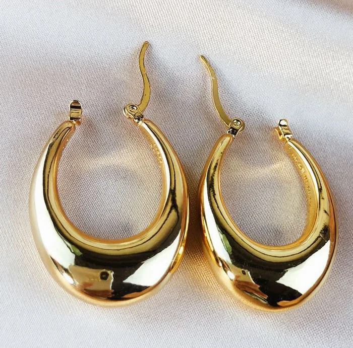 Женские серьги кольца толстые в форме яйца массивное золото 2019|Серьги-подвески| |