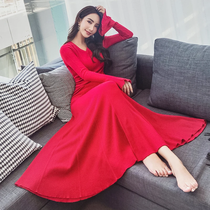 Женское длинное трикотажное платье HAMALIEL элегантное Красное Бальное Платье макси