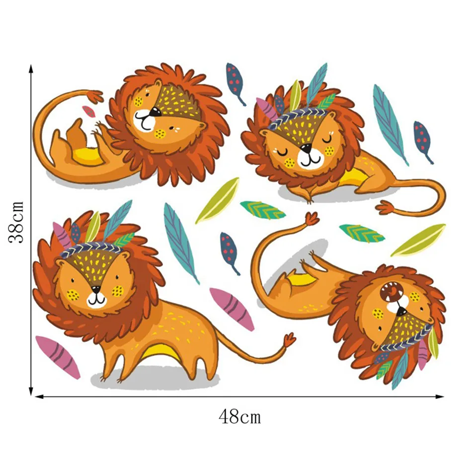 

Vacclo Indian Style Cartoon Lion Wall Stickers for Children's Room Background Wall Decoration Graffiti Stickers Self-adhesive