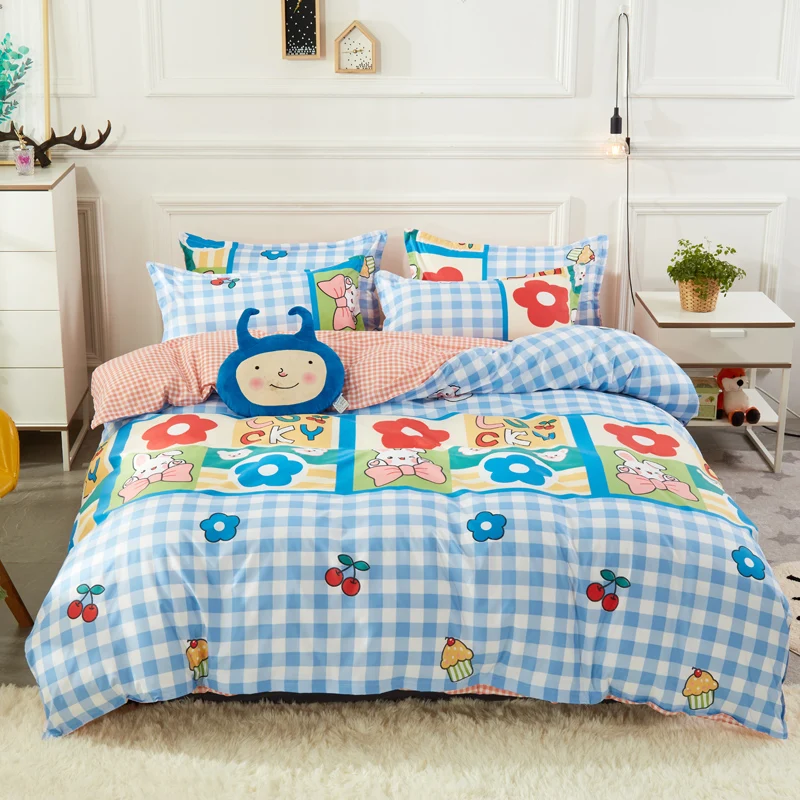 

3pcs/4pcs Lucky Rabbit Bedding Sets Soft Duvet Bed Cover Comforter Flat Sheet Twin Full Queen King Size Free Pillowcases