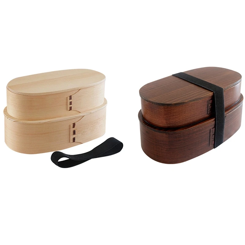 

Wooden Lunch Box,Japanese Picnic Bento Box for School/Kids Dinnerware,Round Square Lunch Box